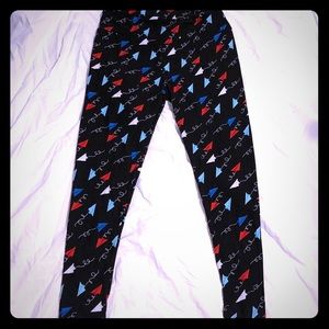 Lularoe patriotic paper planes legging tc